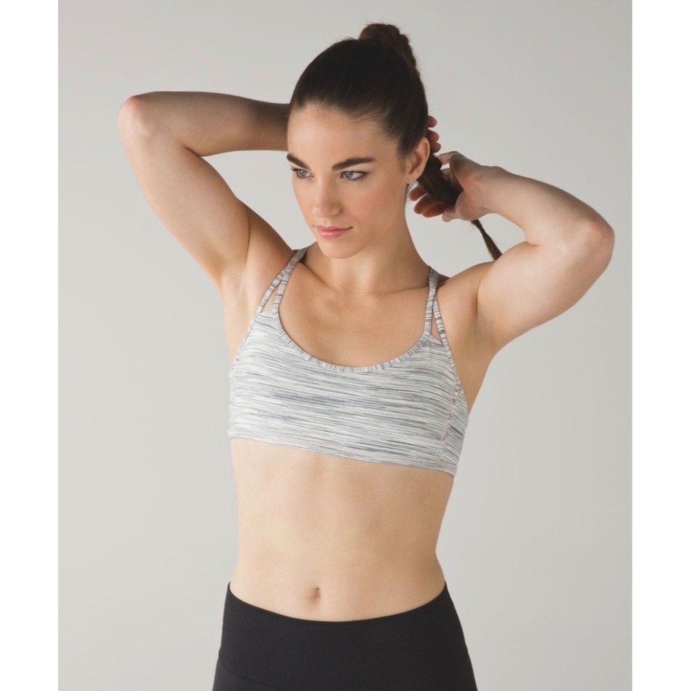 Lululemon Lighten Up Bra Space Dye Camo White Silver Spoon Strappy Size 6 W2C91S
